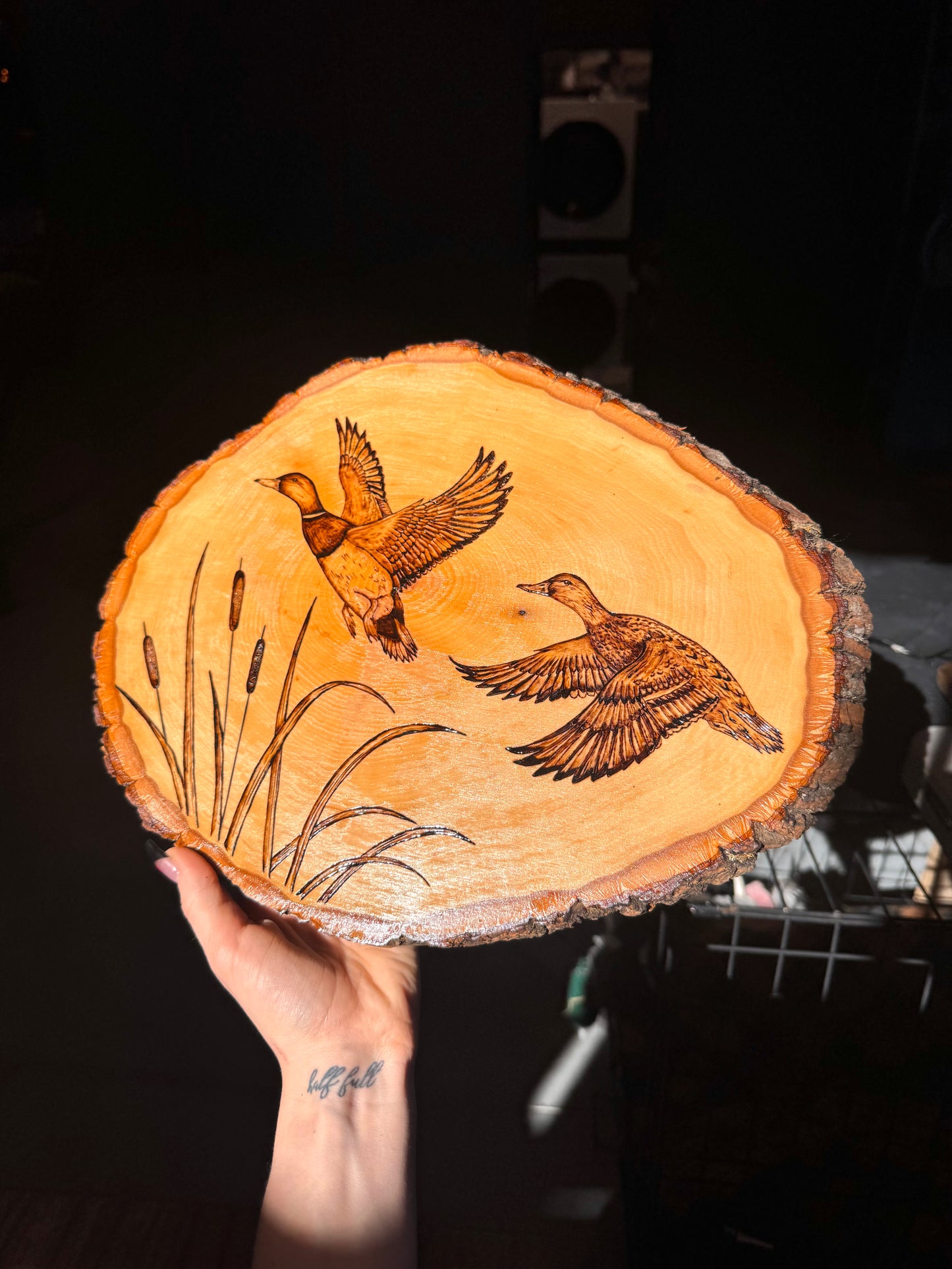 Mallard pair wood slab