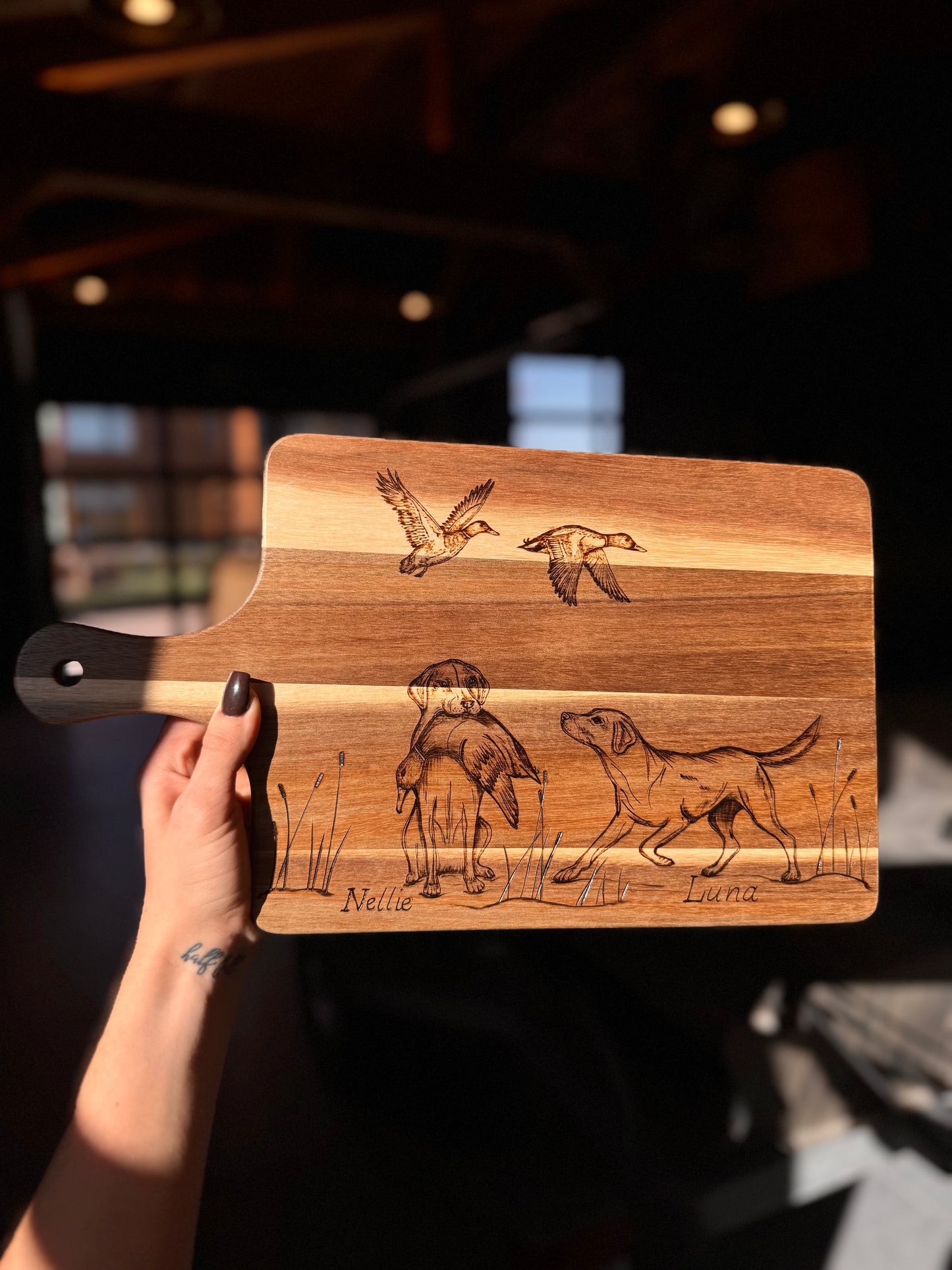 two dogs custom cutting board