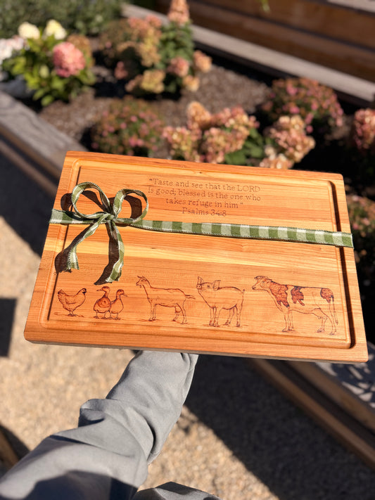 Psalm 34:8 farm cutting board