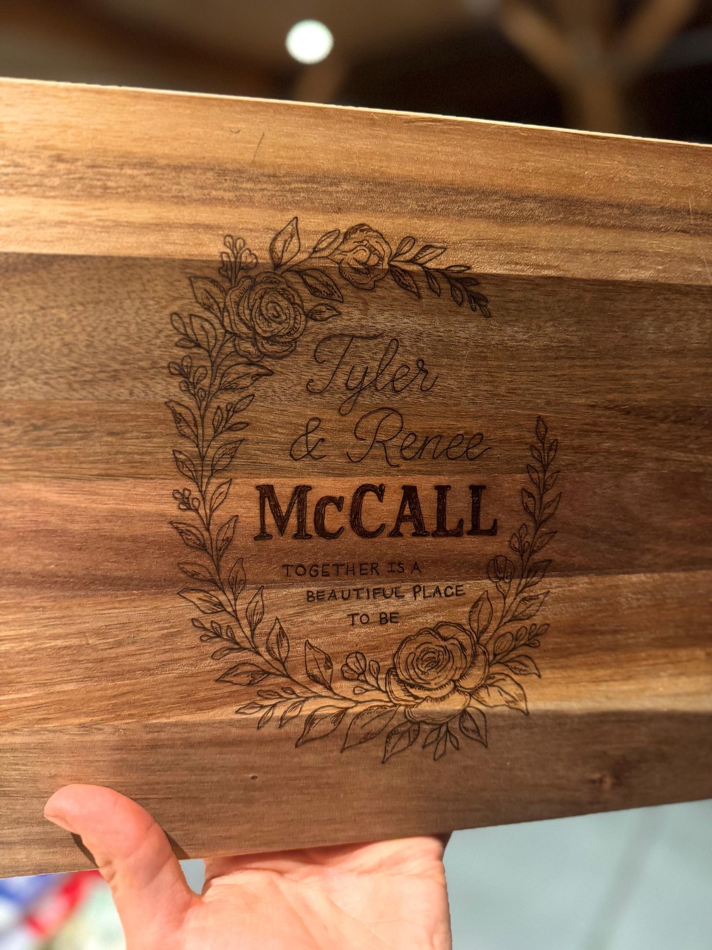 Custom Wood Burned Cutting Board: Wedding Charcuterie Board