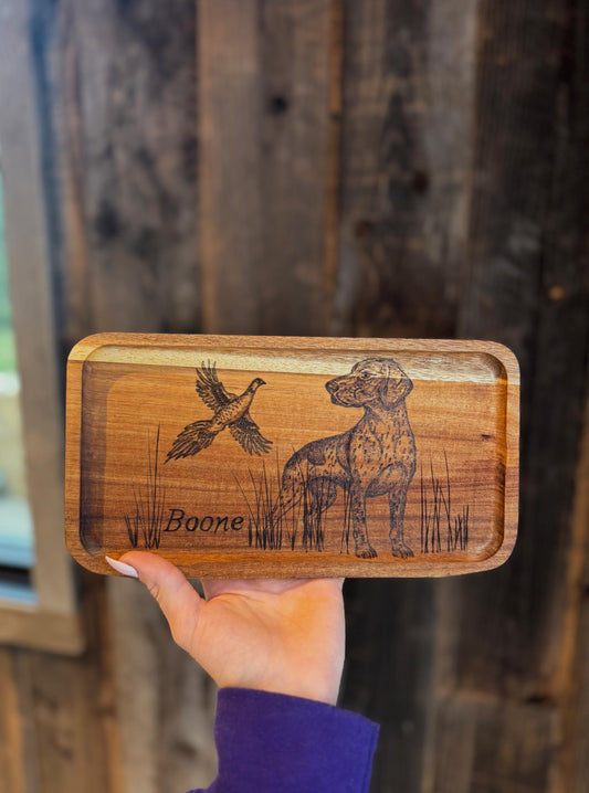 Custom wood burned hunting tray
