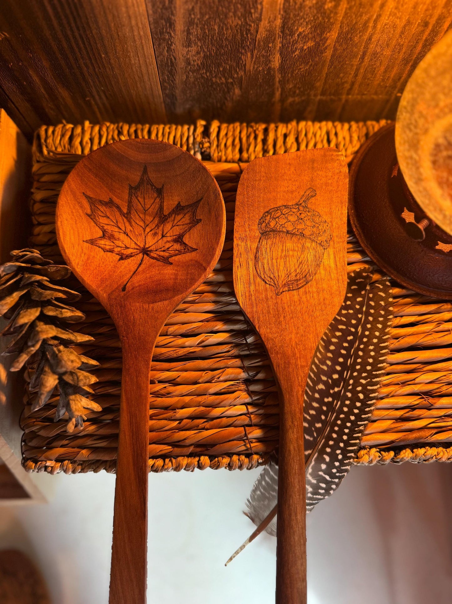 Wood burned fall utensils/fall season decor