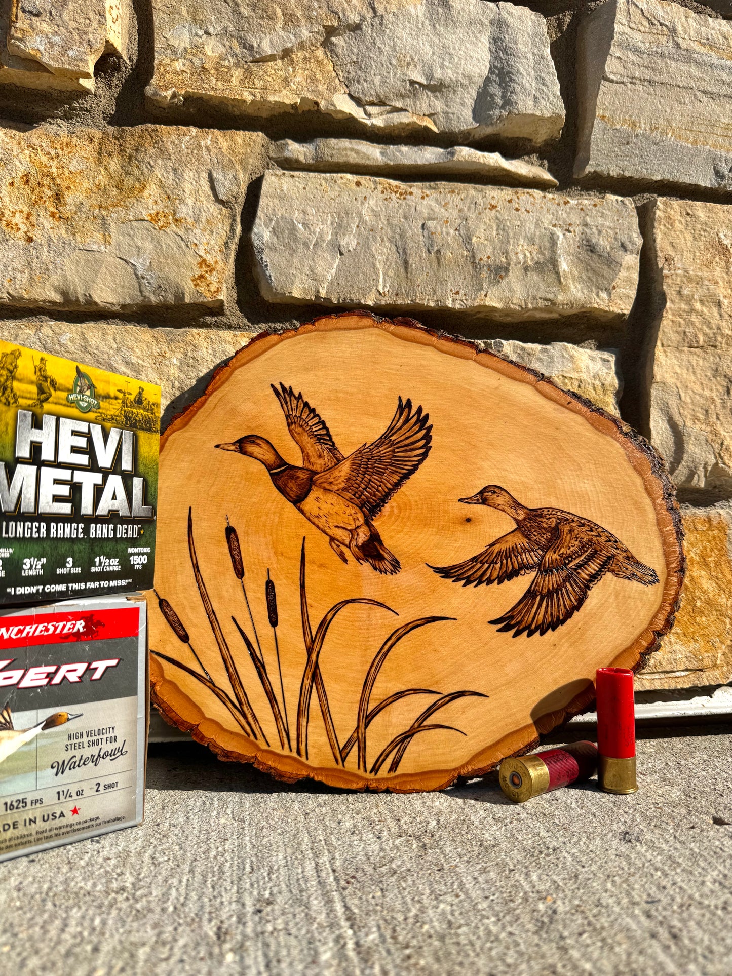 Mallard pair wood slab