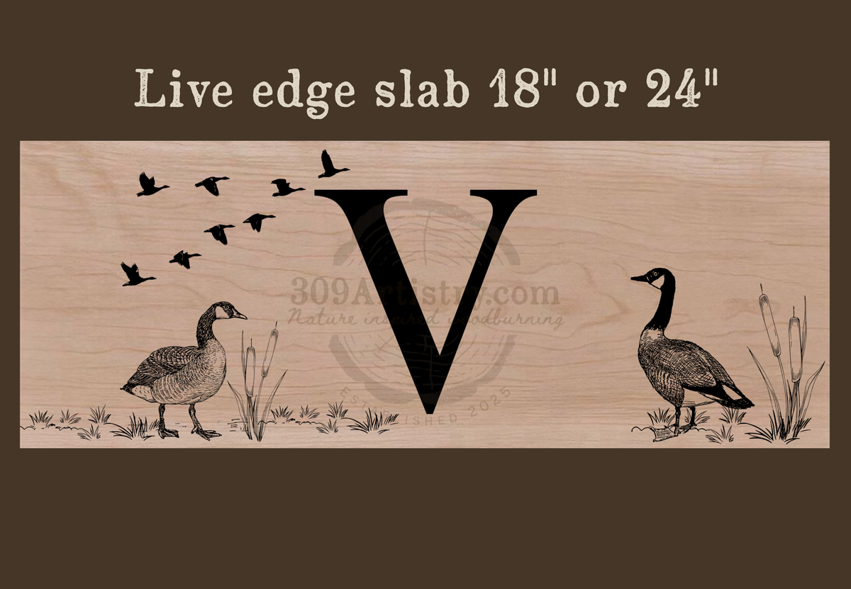 Custom letter live edge slab 18" or 24"