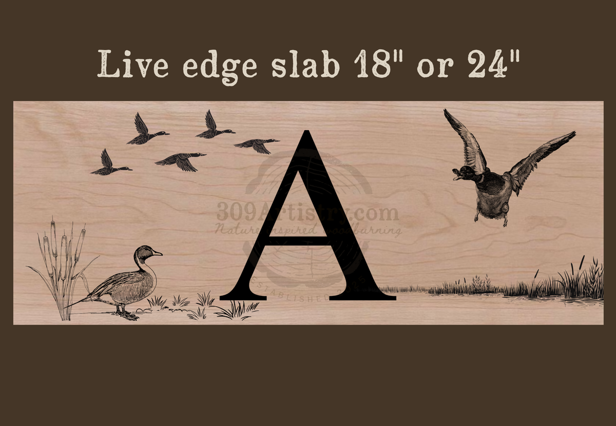 Custom letter live edge slab 18" or 24"