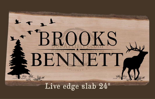 Custom name live edge slab (Elk)