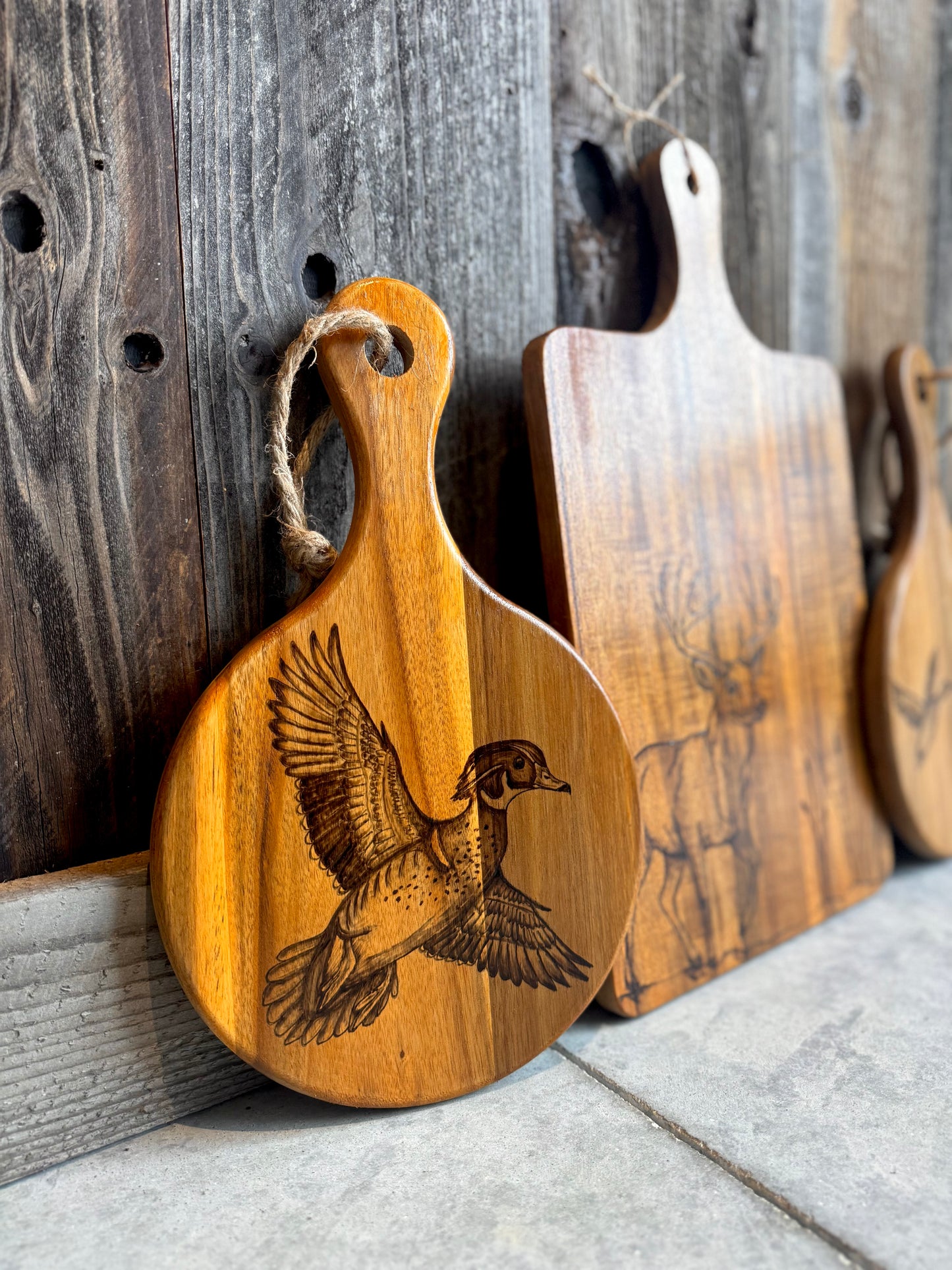 Custom wood burned design