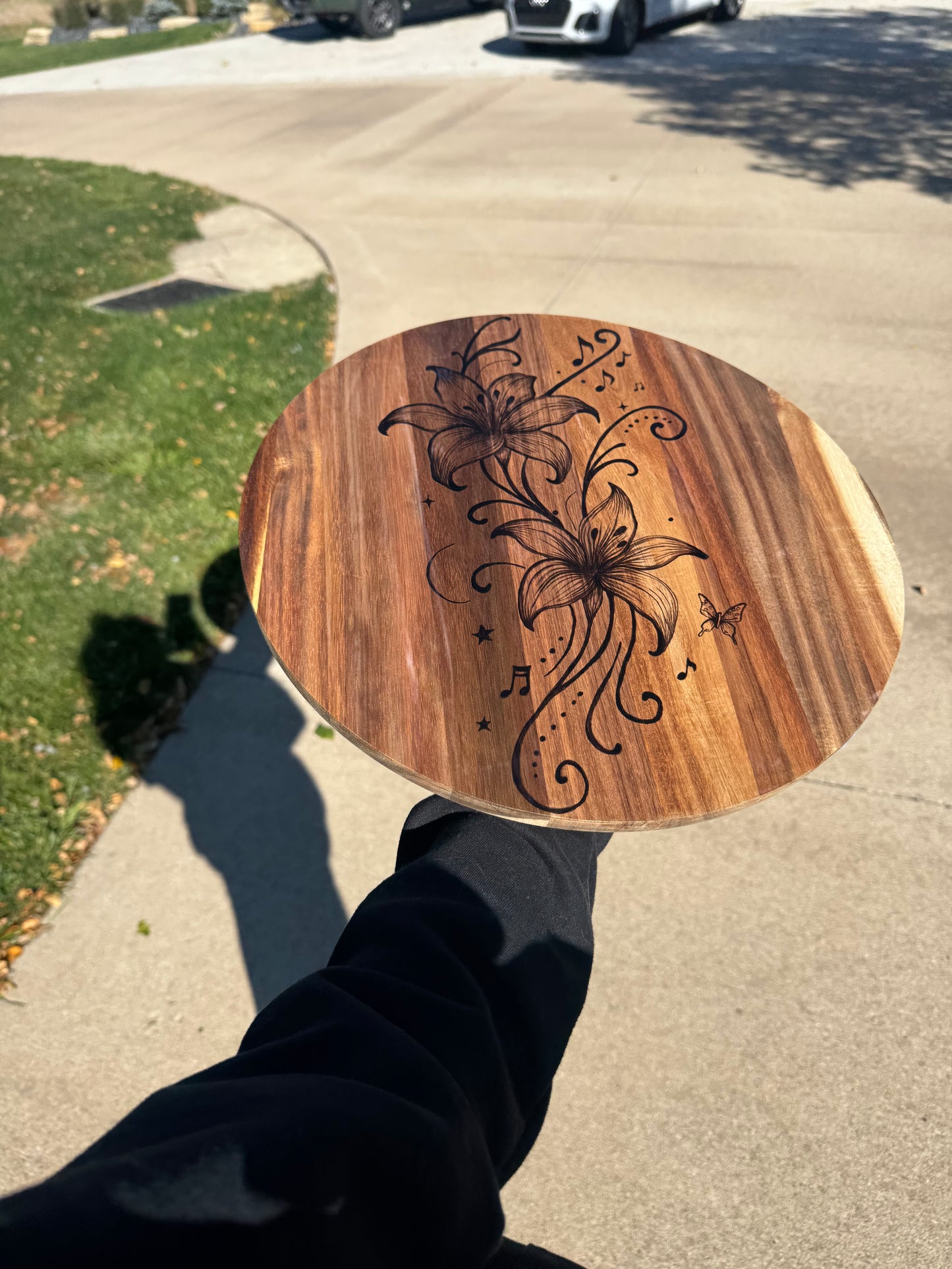 Custom wood burned design