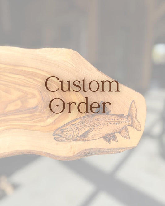 Custom wood burned design