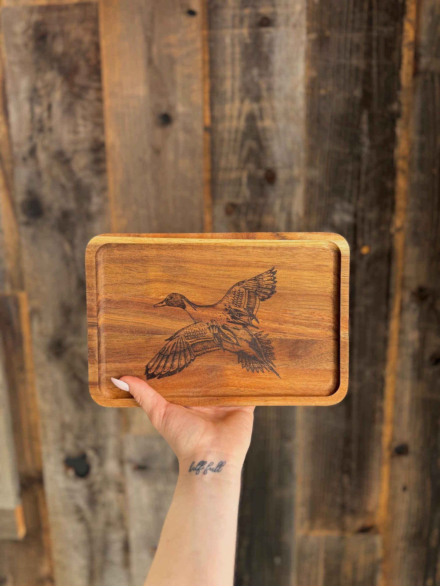 Custom wood burned design