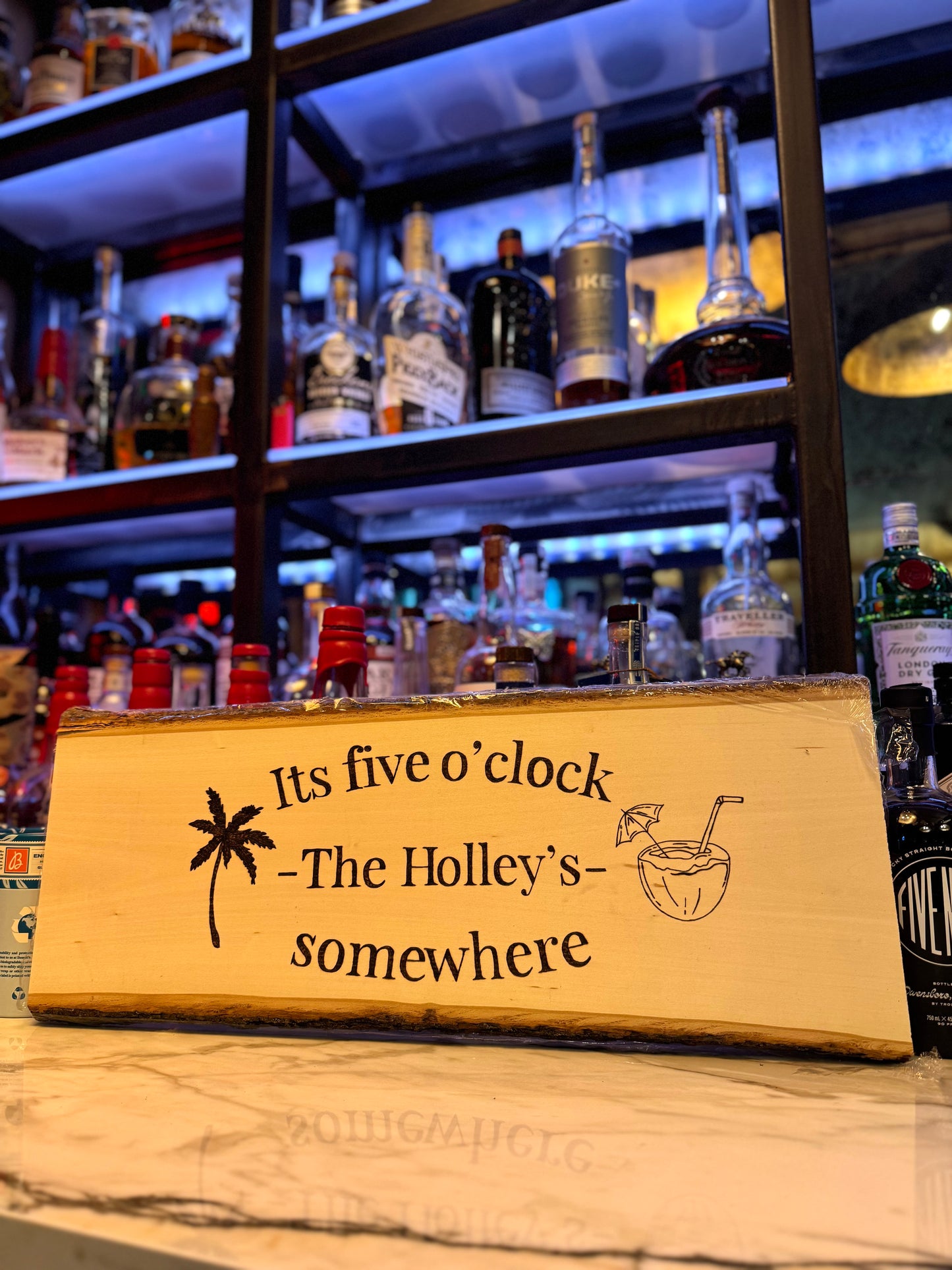 Custom five o'clock sign