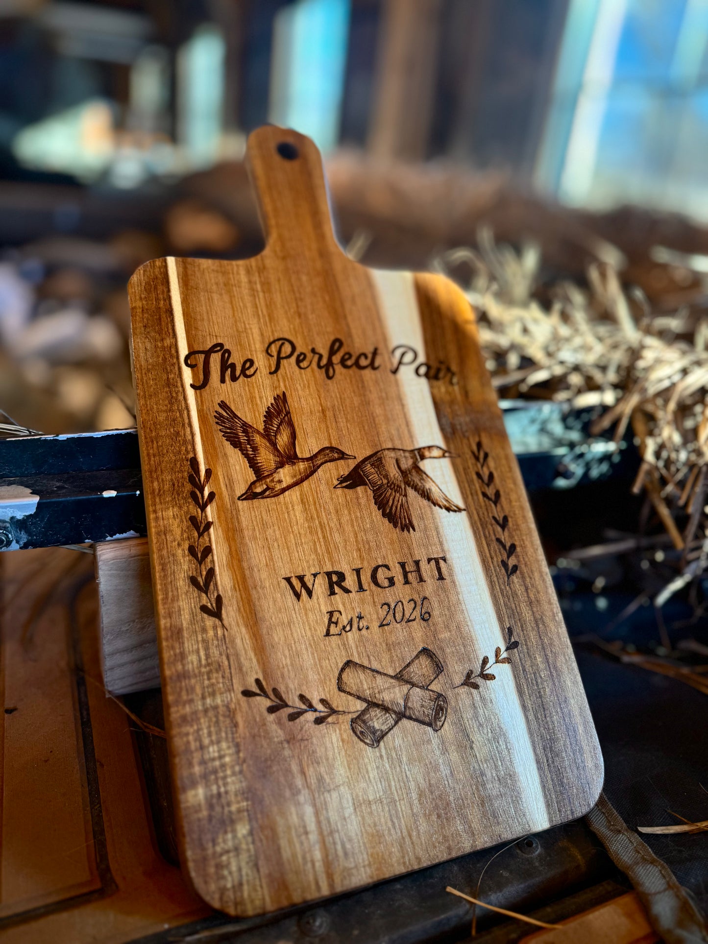 personalized hunting couple cutting board