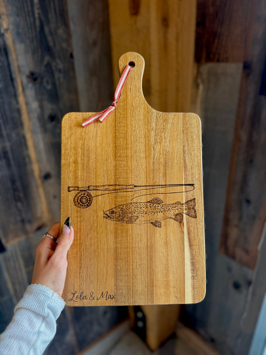 Fly fishing custom cutting board