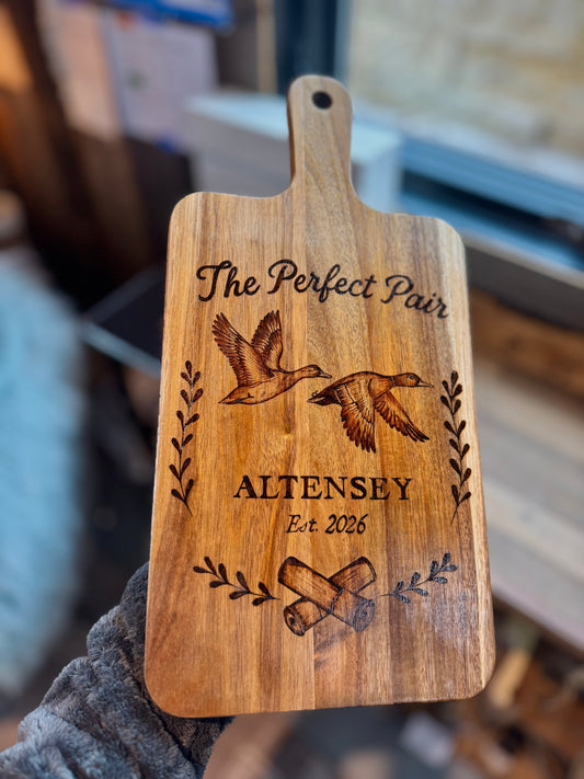 personalized hunting couple cutting board