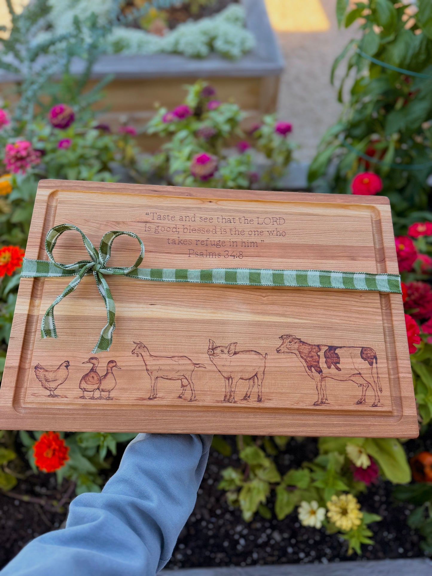 Psalm 34:8 farm cutting board