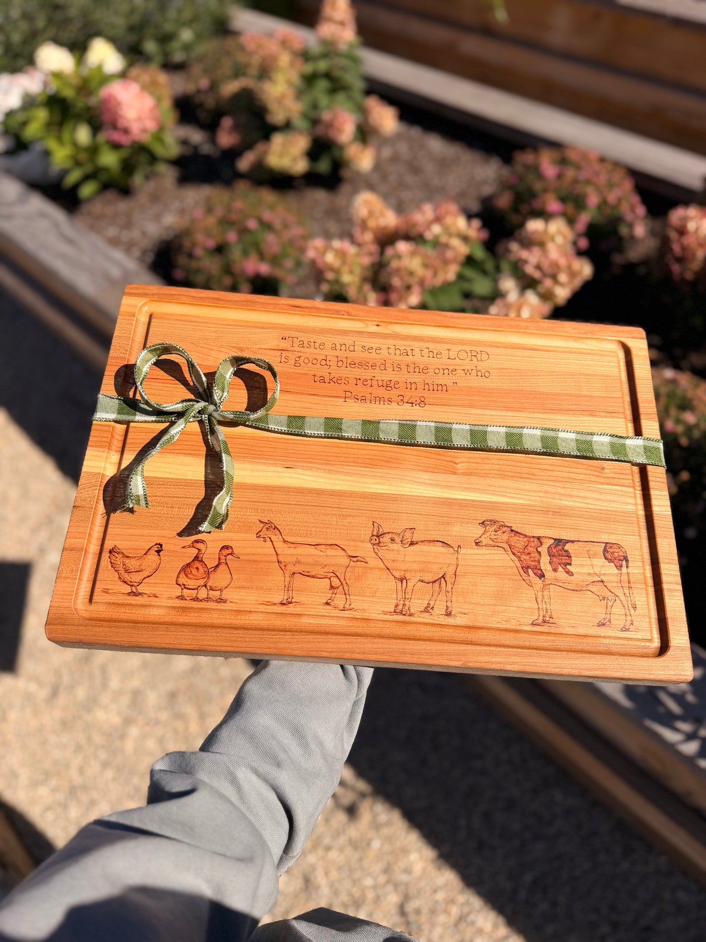Psalm 34:8 farm cutting board