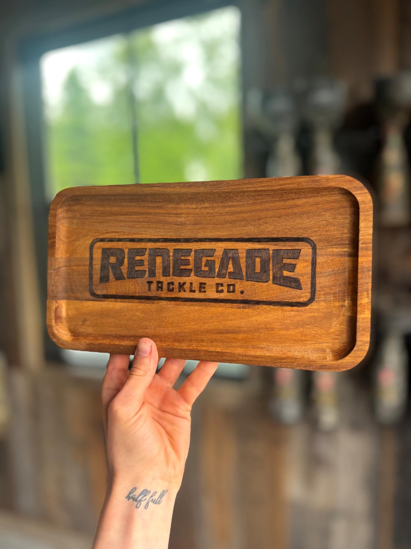 Custom wood burned design