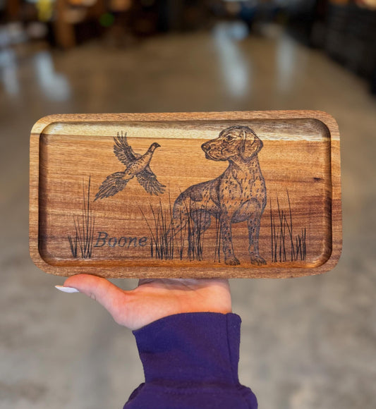 Custom wood burned hunting tray