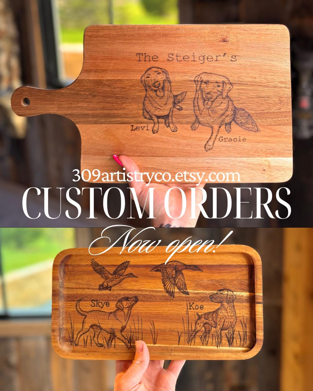 Custom Wood Burned Cutting Board: Personalized Acacia Charcuterie Board