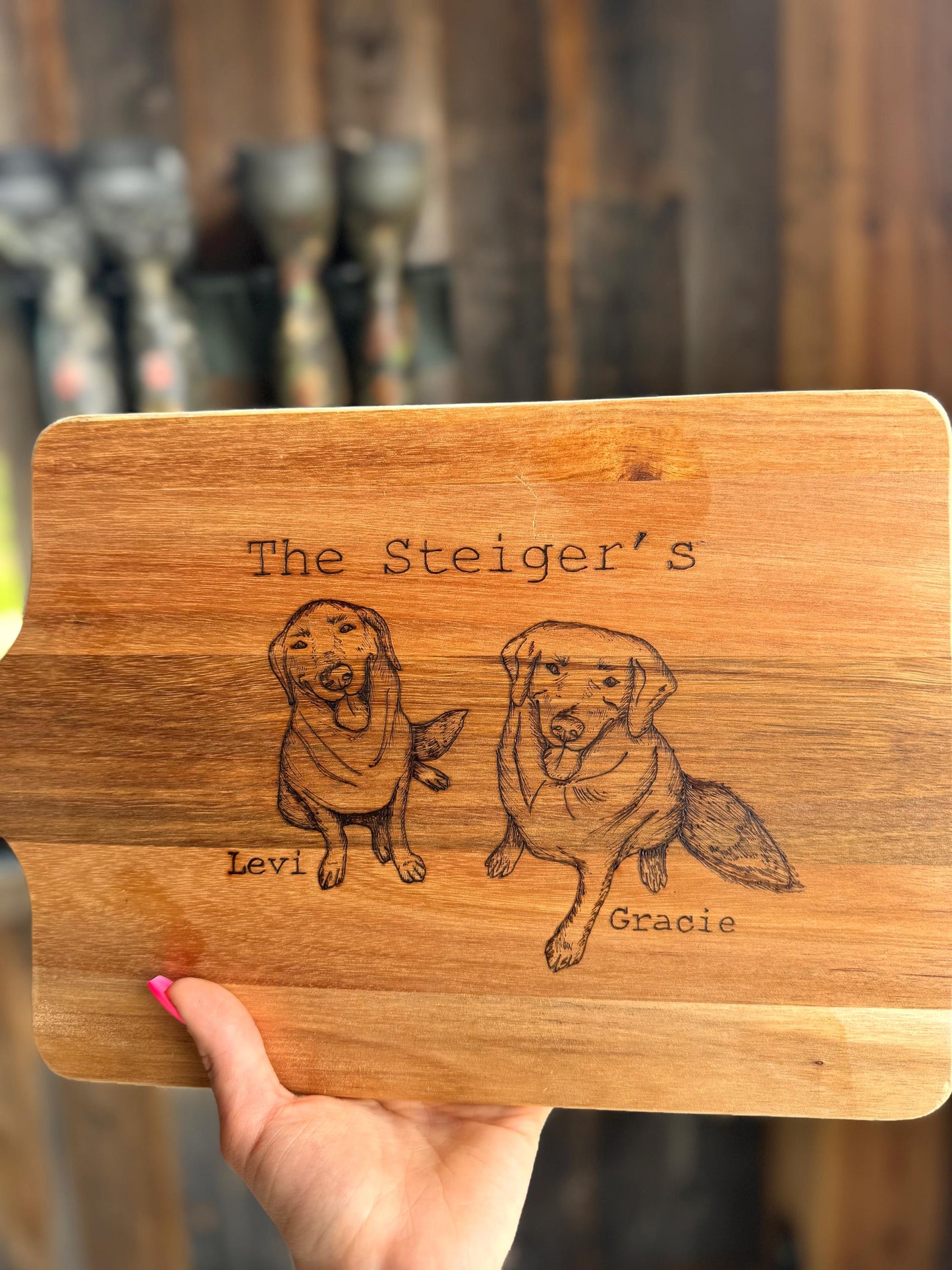 Custom Wood Burned Cutting Board: Personalized Acacia Charcuterie Board