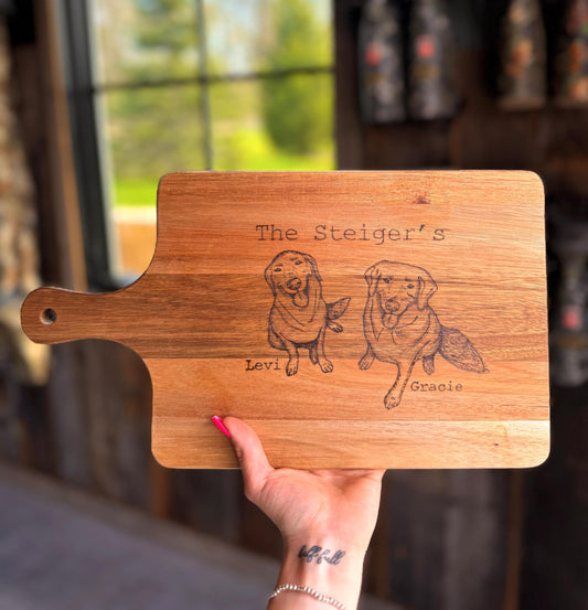 Custom Wood Burned Cutting Board: Personalized Acacia Charcuterie Board