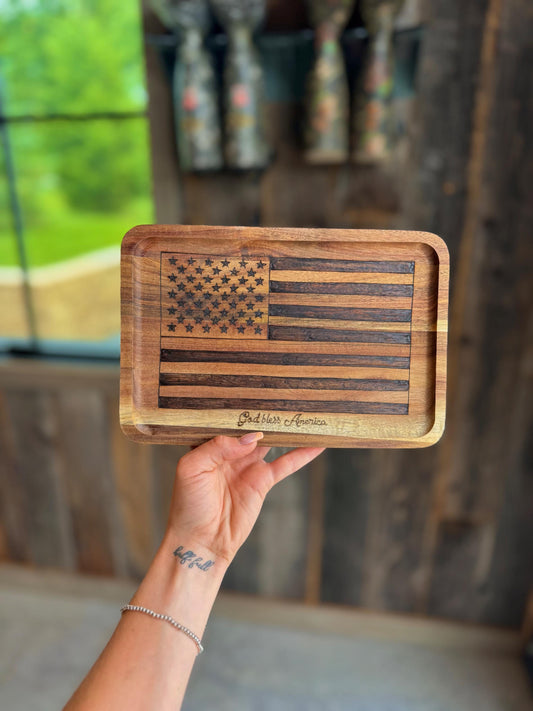 American Flag Decor Tray / God Bless America tray