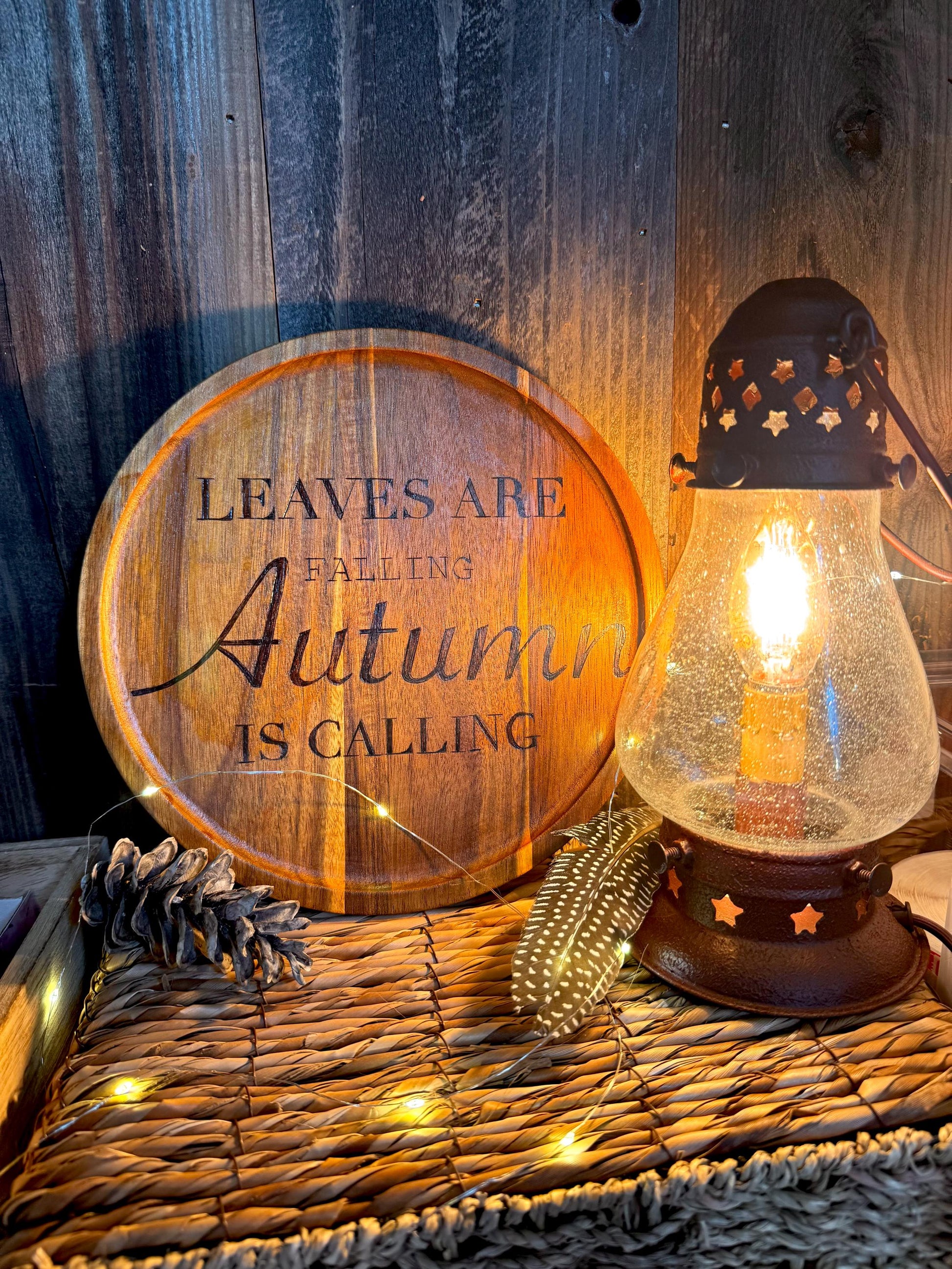 Autumn saying wood plate