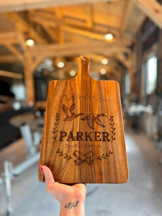 personalized hunting couple cutting board