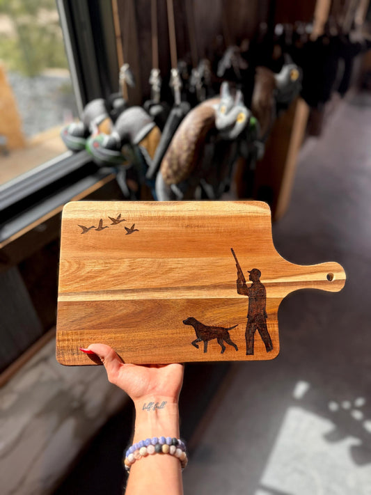 Duck hunter: wood burned cutting board