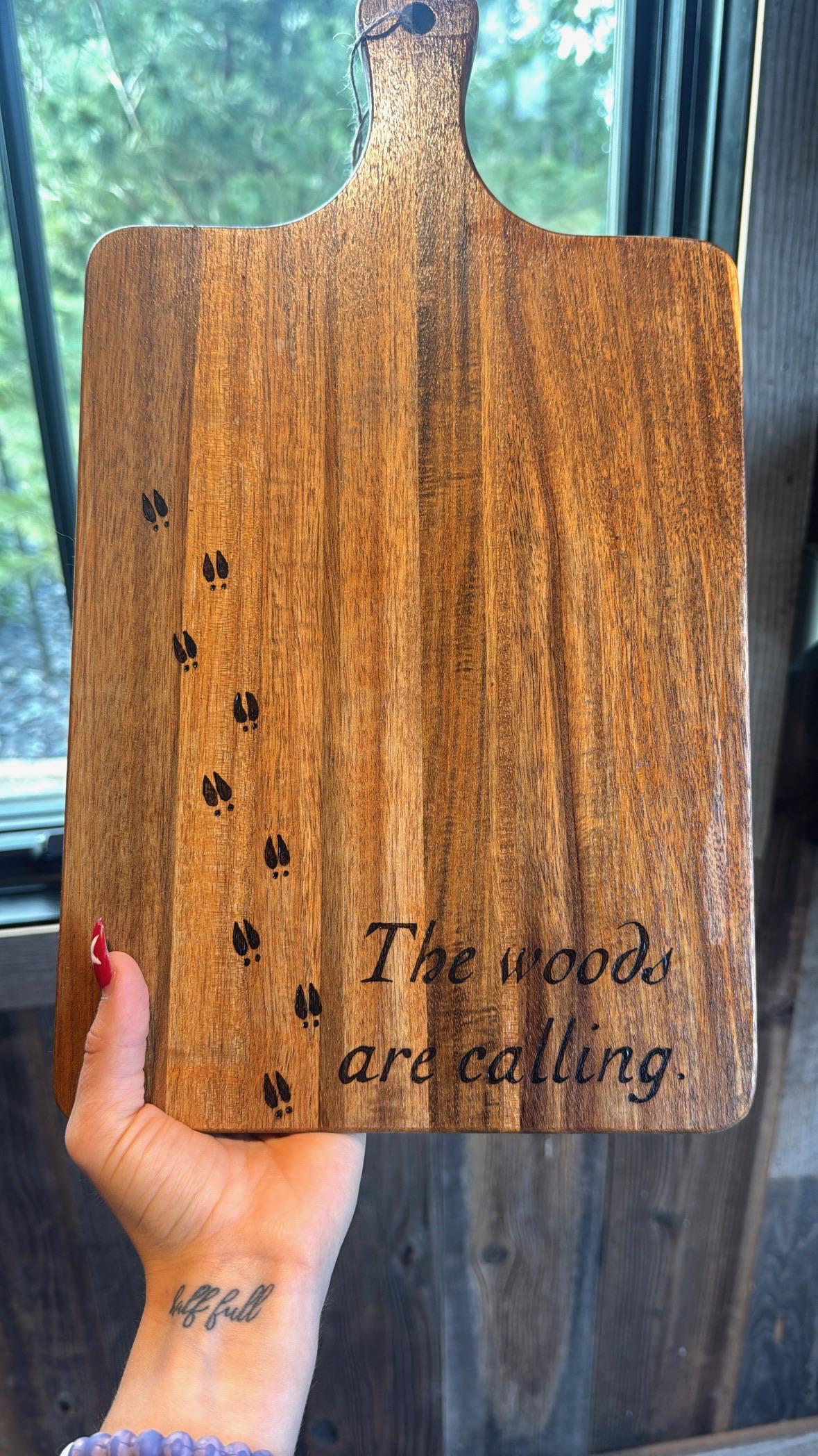 Deer hunter wood burned cutting board