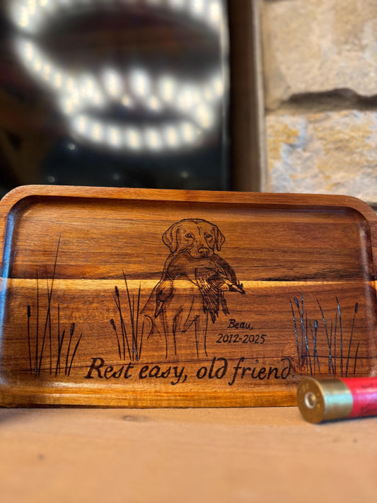 Custom sympathy hunting dog tray