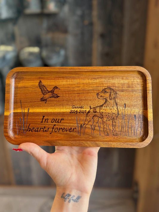 Custom sympathy hunting dog tray