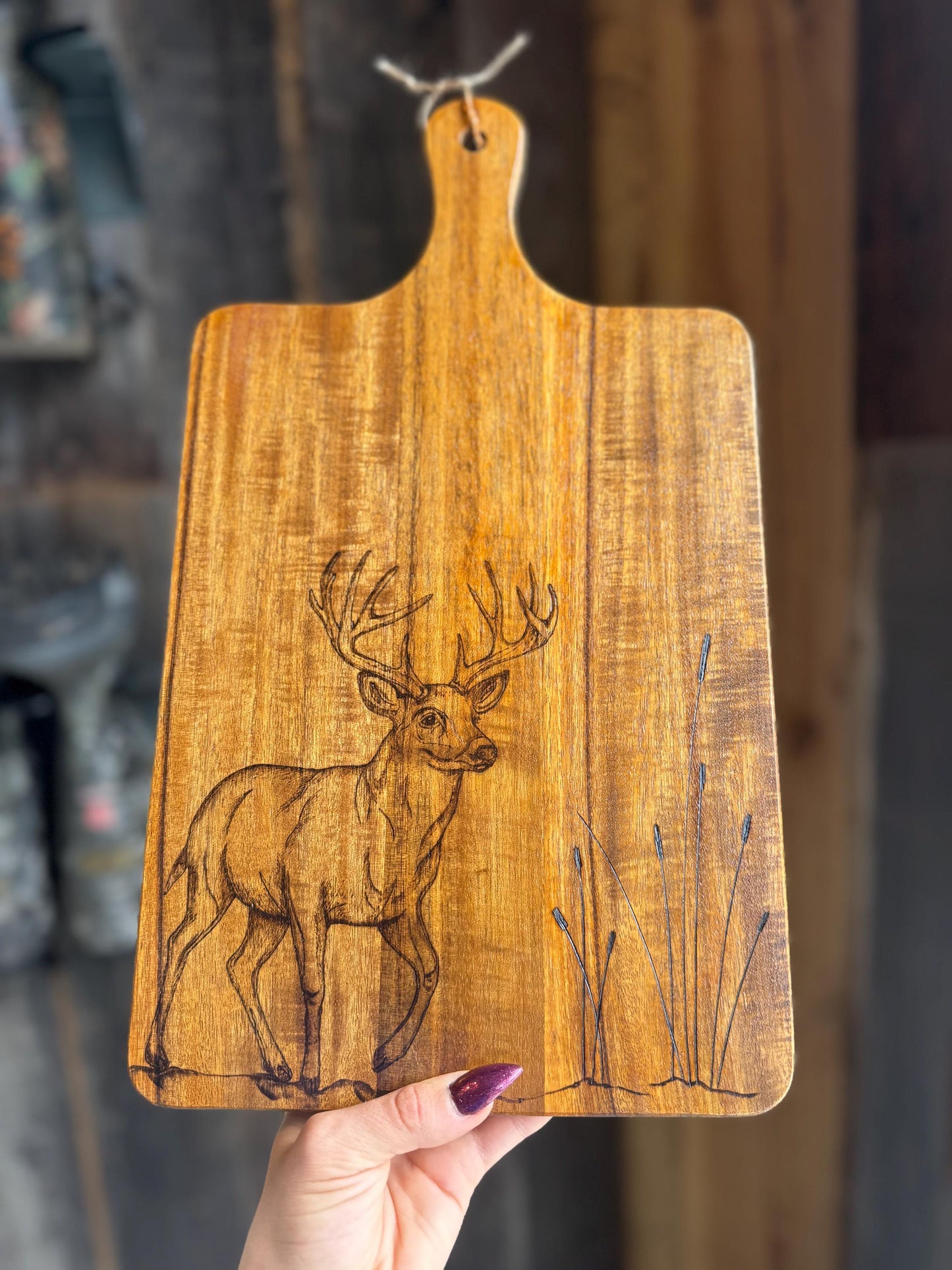 Buck wood burned cutting board