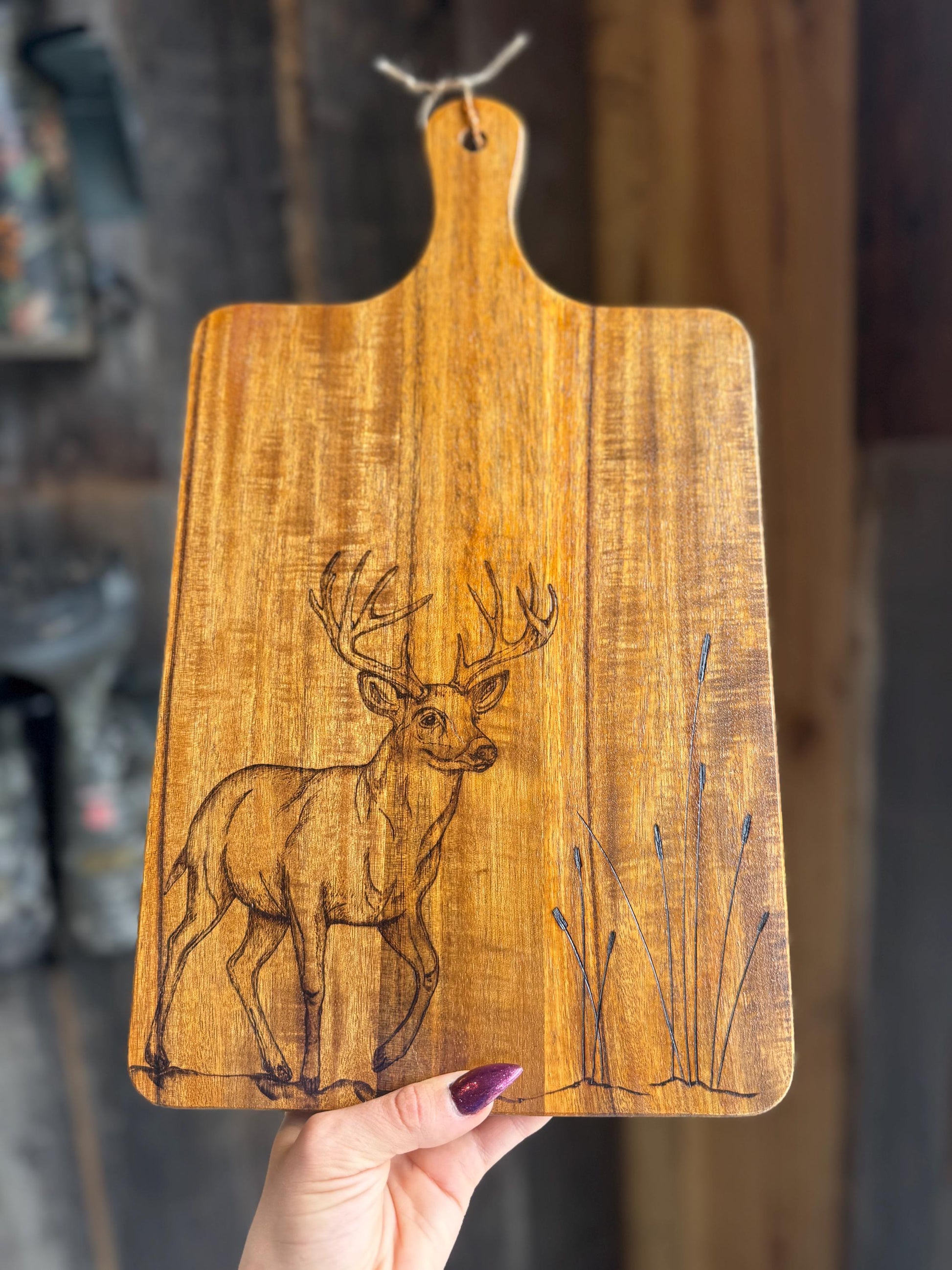Buck wood burned cutting board