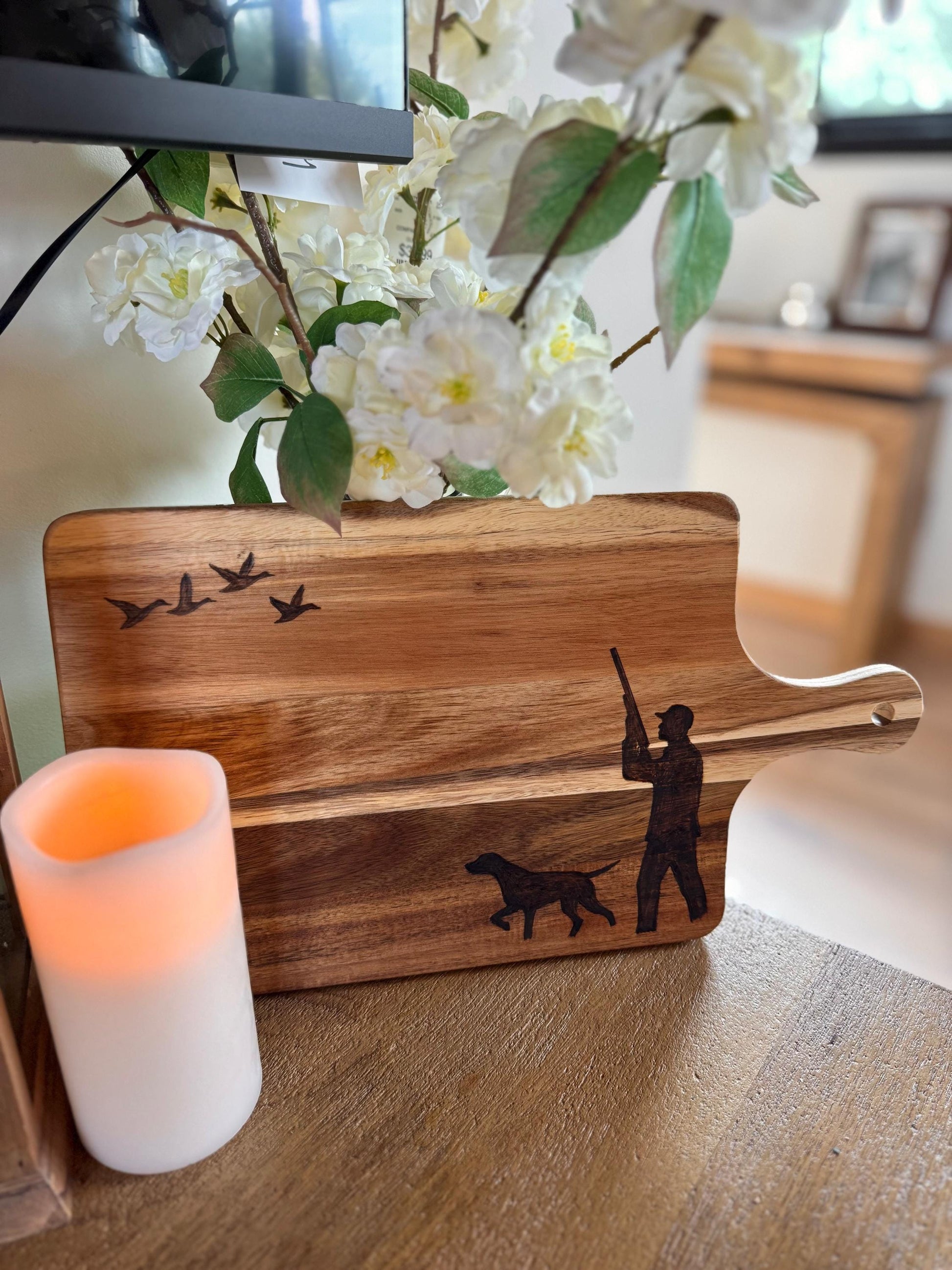 Duck hunter: wood burned cutting board