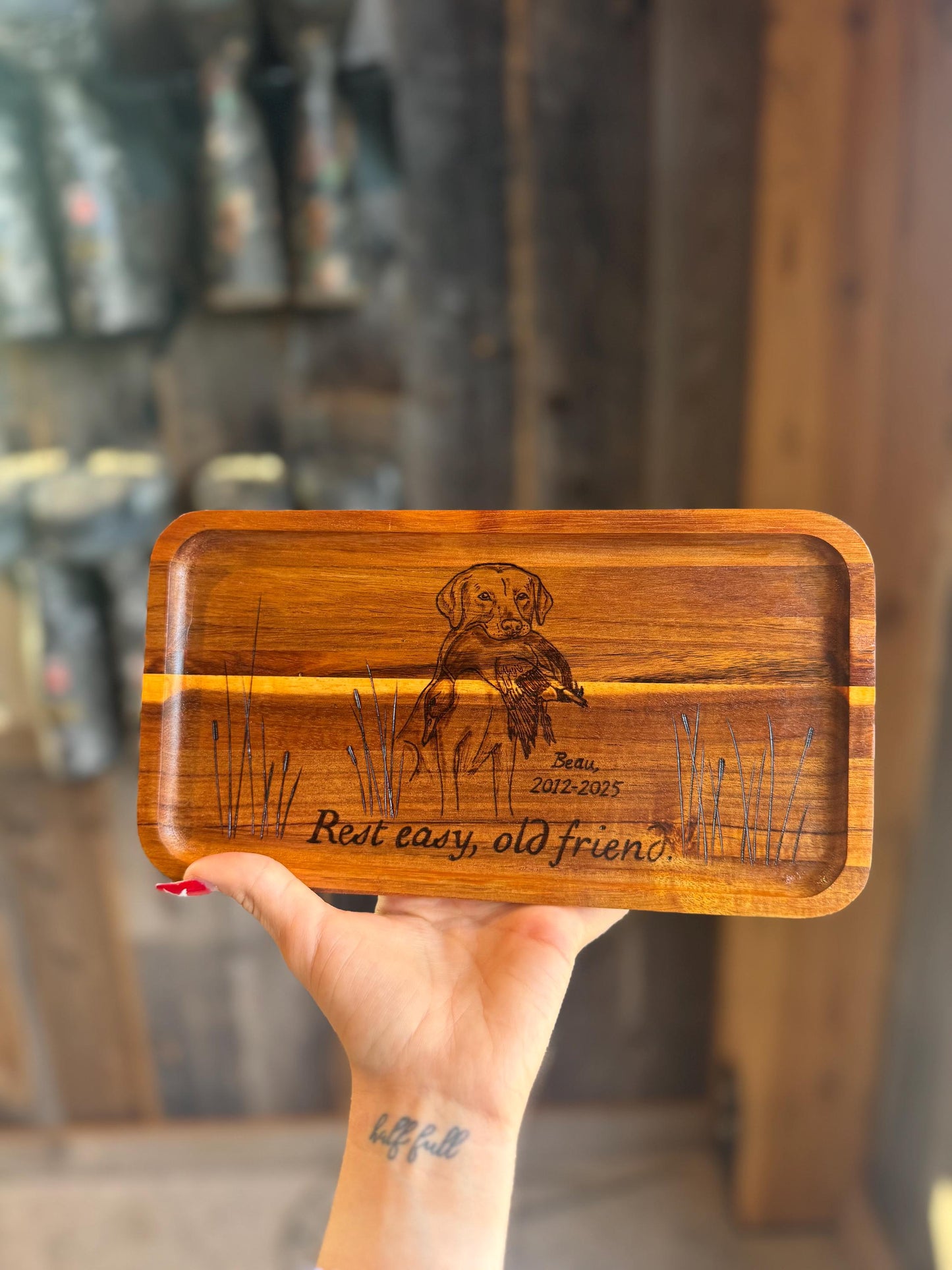Custom sympathy hunting dog tray
