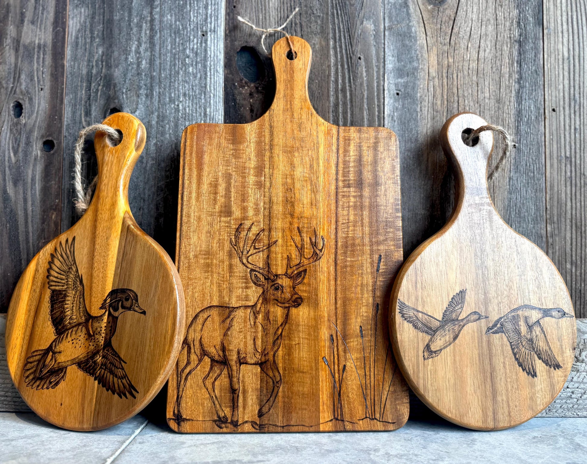 Buck wood burned cutting board
