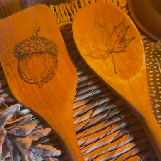 Wood burned fall utensils/fall season decor