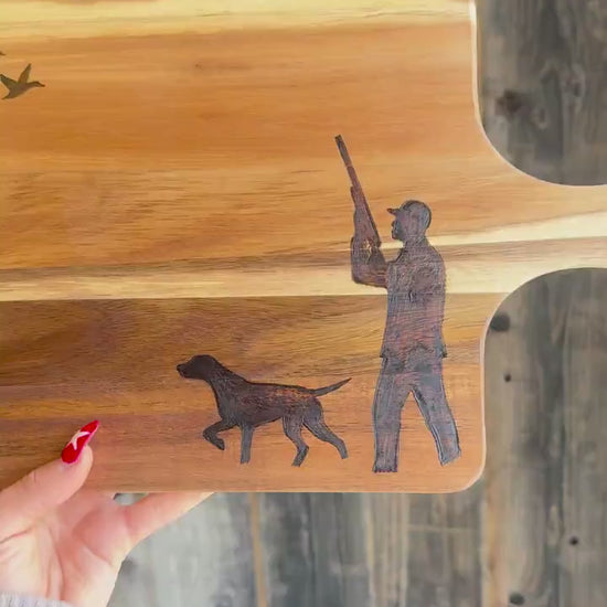 Duck hunter: wood burned cutting board