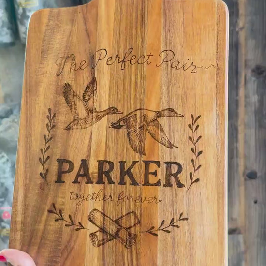 personalized hunting couple cutting board