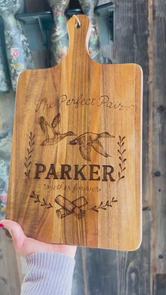 personalized hunting couple cutting board