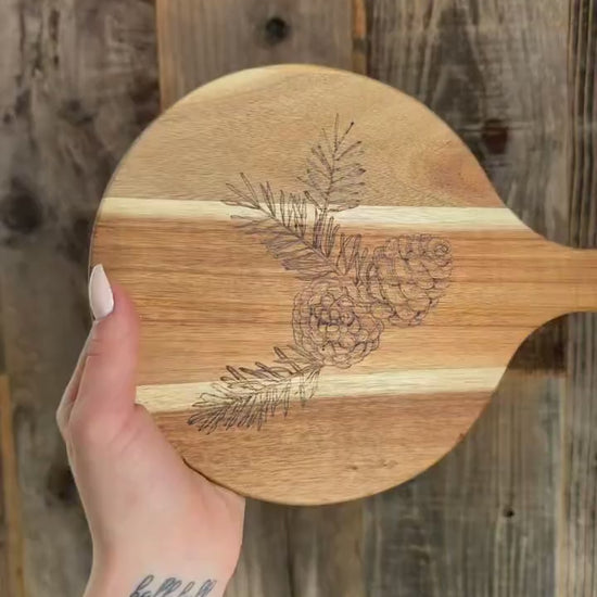 wood burned home decor pinecone