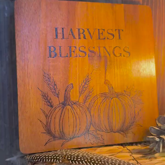 fall themed decor plate/harvest blessings