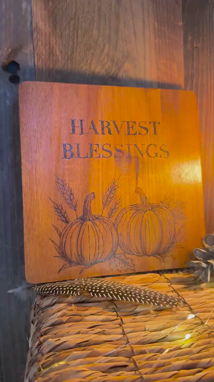 fall themed decor plate/harvest blessings