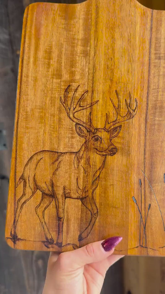Buck wood burned cutting board