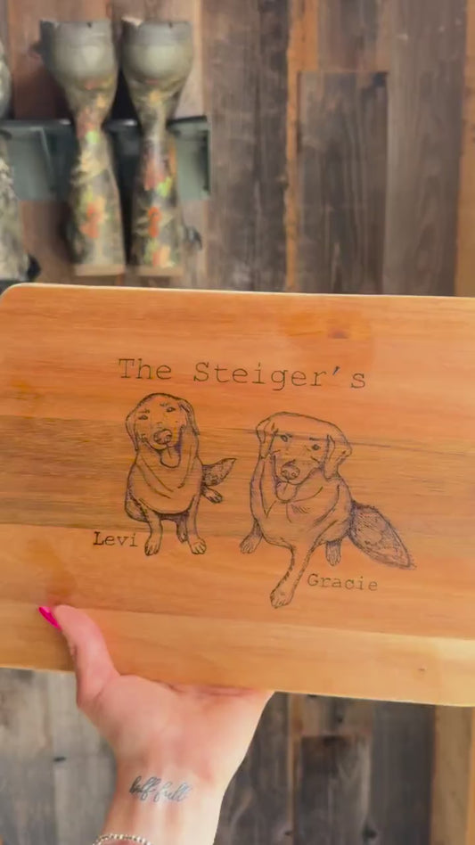Custom Wood Burned Cutting Board: Personalized Acacia Charcuterie Board