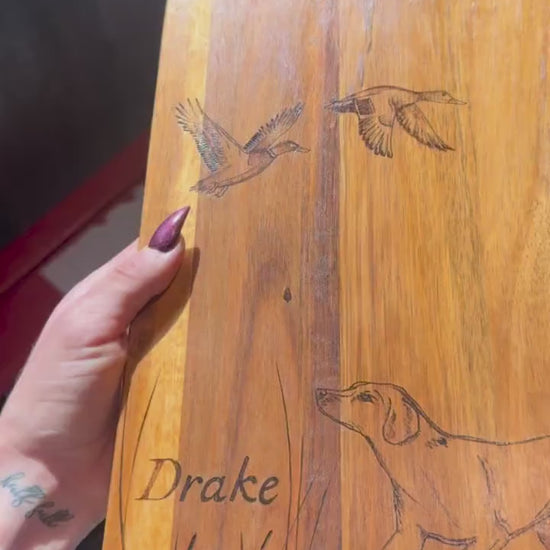 Custom bird hunting dog cutting board