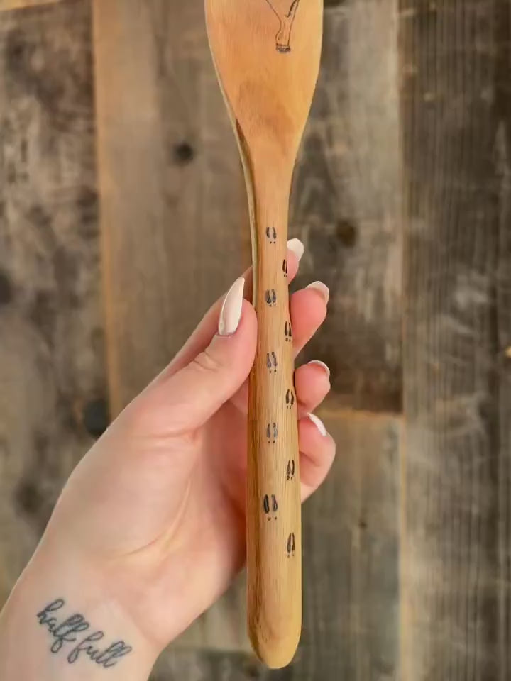 Wood burned antler spatula/CUSTOM antler spatula