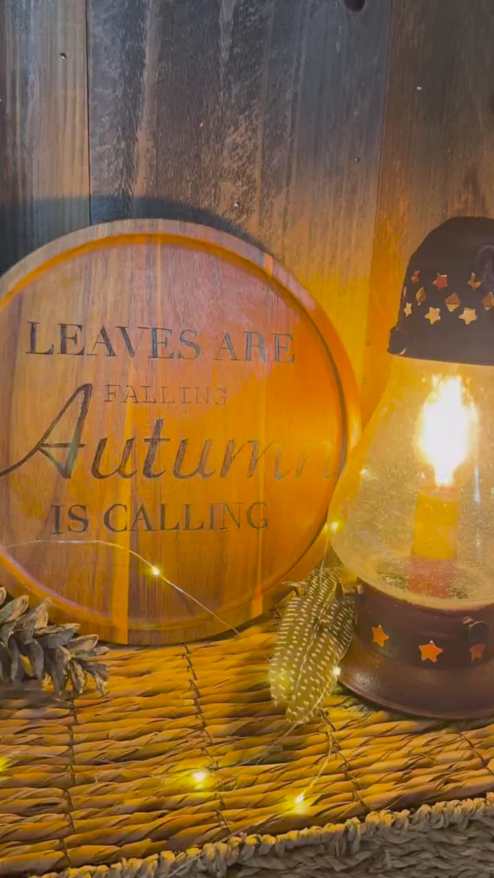 Autumn saying wood plate